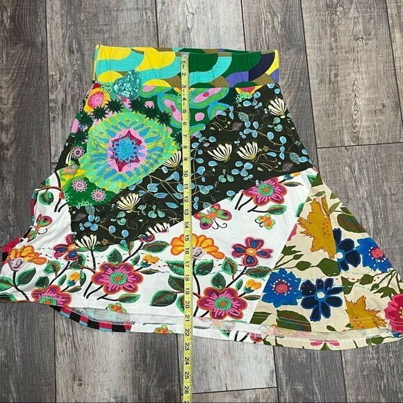 Multicolor Print Patchwork A-line Midi Skirt Size XL - Picture 8 of 11